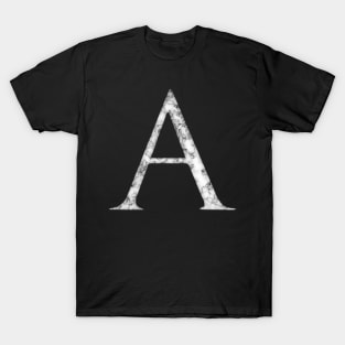 A in Roman White Marble Latin Alphabet Letter Sticker T-Shirt